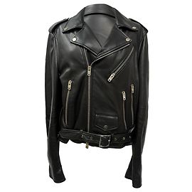 Amiri Zipped Biker Jacket in Black Ovine Leather Black
