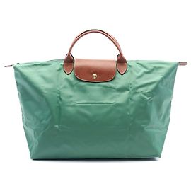 Borsa da viaggio Longchamp Le Pliage Original S in nylon e pelle Verde