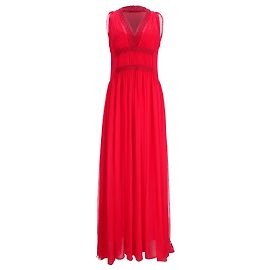 Autre Marque Maxikleid aus rotem Polyester mit Häkelbesatz von Philosophy by Lorenzo Serafini Rot