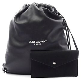 Yves Saint Laurent Leder Teddy Rucksack Schwarz