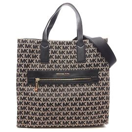 Bolsa tote de lona e couro Michael Kors Marrom Bege