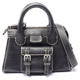 Chloé Chloe Edith Leather Handbag Black Black