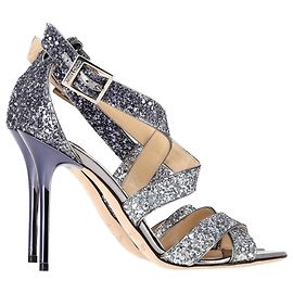Sandali con tacco Lottie di Jimmy Choo in viola e glitter argento Argento Metallico