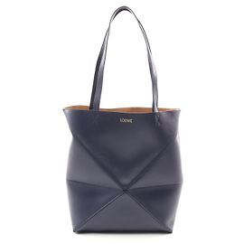 Borsa Tote in Pelle Loewe Puzzle Medium Blu