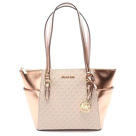 Bolsa Tote Charlotte em couro PVC Michael Kors Dourado Metálico