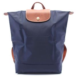 Longchamp Le Pliage Original M Backpack Canvas Leather Blue
