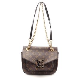 Sac à épaule Passy en PVC cuir Louis Vuitton Marron
