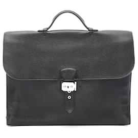 Hermès-Hermes Togo Leather Sac a Depeche 38 Briefcase-Black