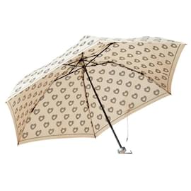 Yves Saint Laurent Parapluie pliant en nylon avec motif cœur logo Saint Laurent YSL Beige