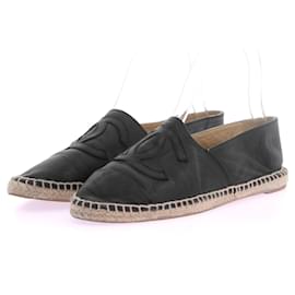 Chanel Schwarze Leder-Espadrilles Schwarz