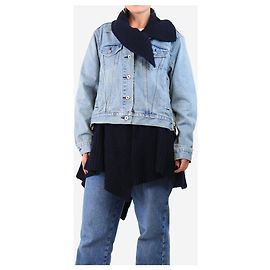 Sacai Blaue Jeansjacke mit Cardigan-Einsatz - Größe Blau