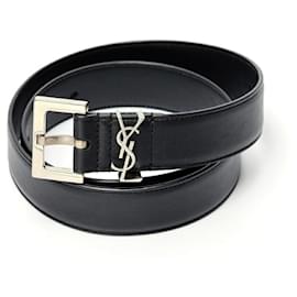Saint Laurent-Saint Laurent Cassandra Monogram Belt-Black