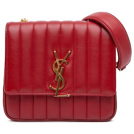 Bolsa de corrente Vicky Monogram média em couro de cordeiro vermelho Saint Laurent Vermelho