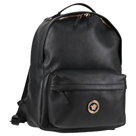 VERSACE Backpack Leather Black Gold Auth 118683A Black Golden