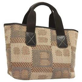 BALLY Tote Bag Canvas Brown Auth hk2728 Brown