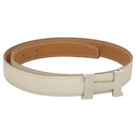 Hermès Ceinture en cuir HERMES Constance 31,5"" blanche Auth 125841M Blanc