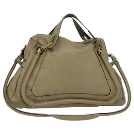 Chloé Bolsa de mão Chloe Paraty em couro bege dourado Auth 127397 Bege Dourado