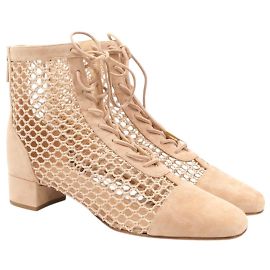 Christian Dior Suede Resille Naughtily-D 30mm Ankle Boots 38 Beige