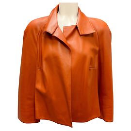 Akris Cognacbraune Lammnappa-Lederjacke Braun