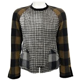 Etro Olive Multi Wool Checked Jacket Brown