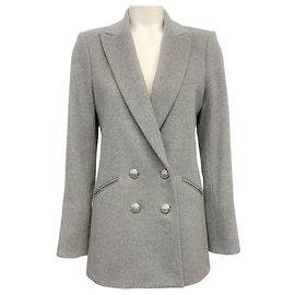 Veronica Beard Heather Grey Wool Oria Double Breasted Dickey Jacket Grey