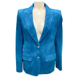 Jaqueta de couro de bezerro camurça turquesa Tom Ford 2019 Azul