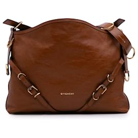 Givenchy-Givenchy Brown Medium Leather Voyou Crossbody-Brown
