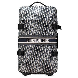 Dior Blue Small Oblique Canvas Diortravel Suitcase Blue