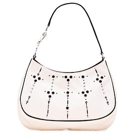 Prada White Beaded Satin Cleo Shoulder Bag White Cream