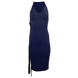 David Koma Robe midi à ceinture David Coma en polyester bleu marine Bleu Bleu clair