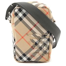 Burberry-Burberry Vintage Check Canvas Phone Pouch Bag-Brown,Beige