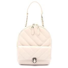 Bulgari Bvlgari Serpenti Cabochon Leather Backpack White