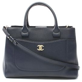Chanel Neo Executive Tote Bag Leather Navy Blue