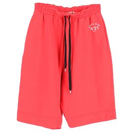 Autre Marque N 21 Logo Print Drawstring Shorts in Red Cotton Red