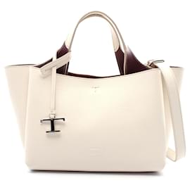Tod's-Tod's T Timeless Mini Leather Handbag-White