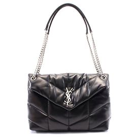 Yves Saint Laurent Bolsa de ombro em couro Loulou Puffer da Saint Laurent Preto