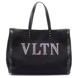 Valentino Garavani Valentino VLTN Canvas-Leder Tote Bag Schwarz