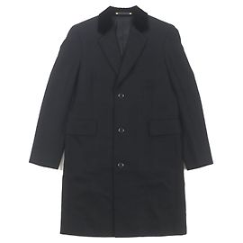Paul Smith Wool Rayon Velvet Collar Chester Coat Black