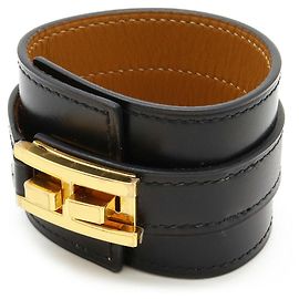 Pulseira de couro Drag da Hermès Preto