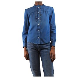 Apc Blaue Jeanshemd mit Rüschen - Größe UK 6 Blau
