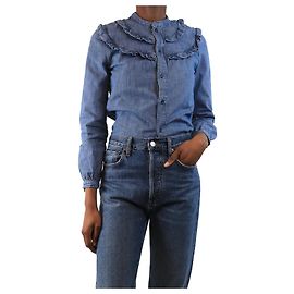 Apc Camicia di denim blu con volant - taglia UK 6 Blu