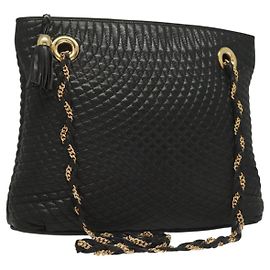 Borsa a spalla BALLY in pelle nera e oro Auth th6147 Nero D'oro