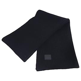 Sciarpa in lana nera con patch facciale Acne Studios Nero