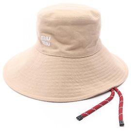 Chapéu de algodão Miu Miu 5HC220 Marrom Bege
