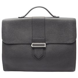 Maletín de negocios de cuero Delvaux Negro