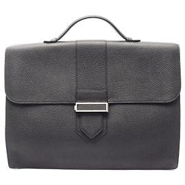 Delvaux Leder Aktentasche Schwarz Schwarz