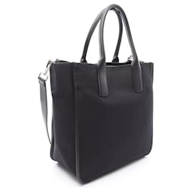 Armani-Giorgio Armani Canvas Leather Tote Bag-Black
