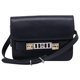 Bolsa de ombro Mini PS11 Flap Proenza Schouler em couro preto Preto