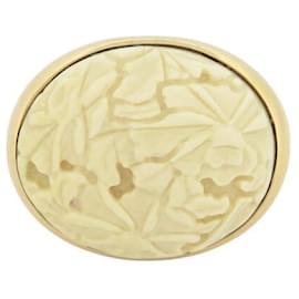 Pomellato-POMELLATO VICTORIA RING ENGRAVED T55 IN 18K YELLOW GOLD AGATE & DIAMOND RING-Golden