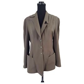 Leichte Vintage-Jacke von Thierry Mugler aus den 80er Jahren Grün Grau